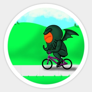 Cthulhu On a Bike Sticker